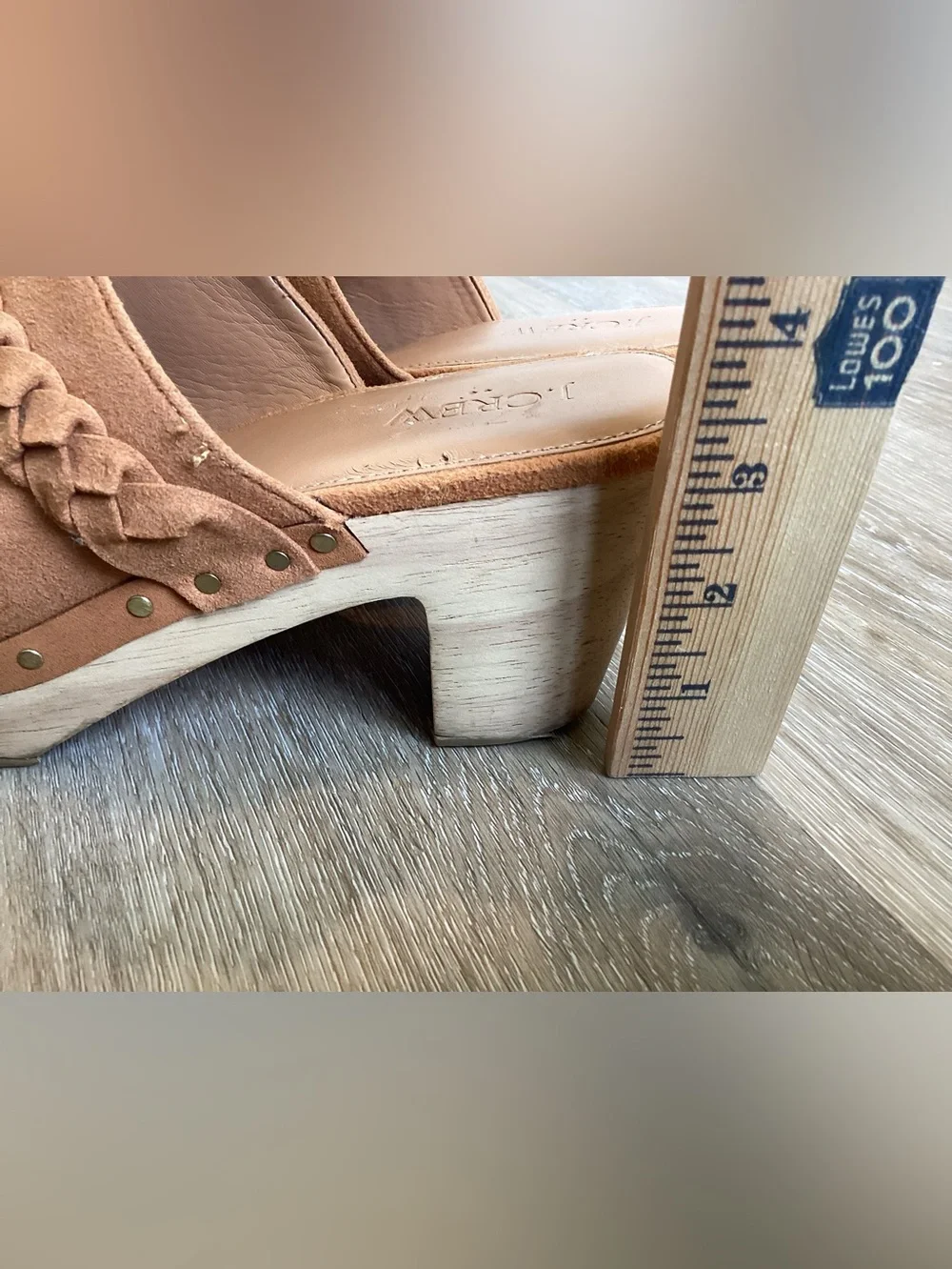 J.Crew Suede Platform Clogs size 8 Tan Boho 70s Western Braided Mules